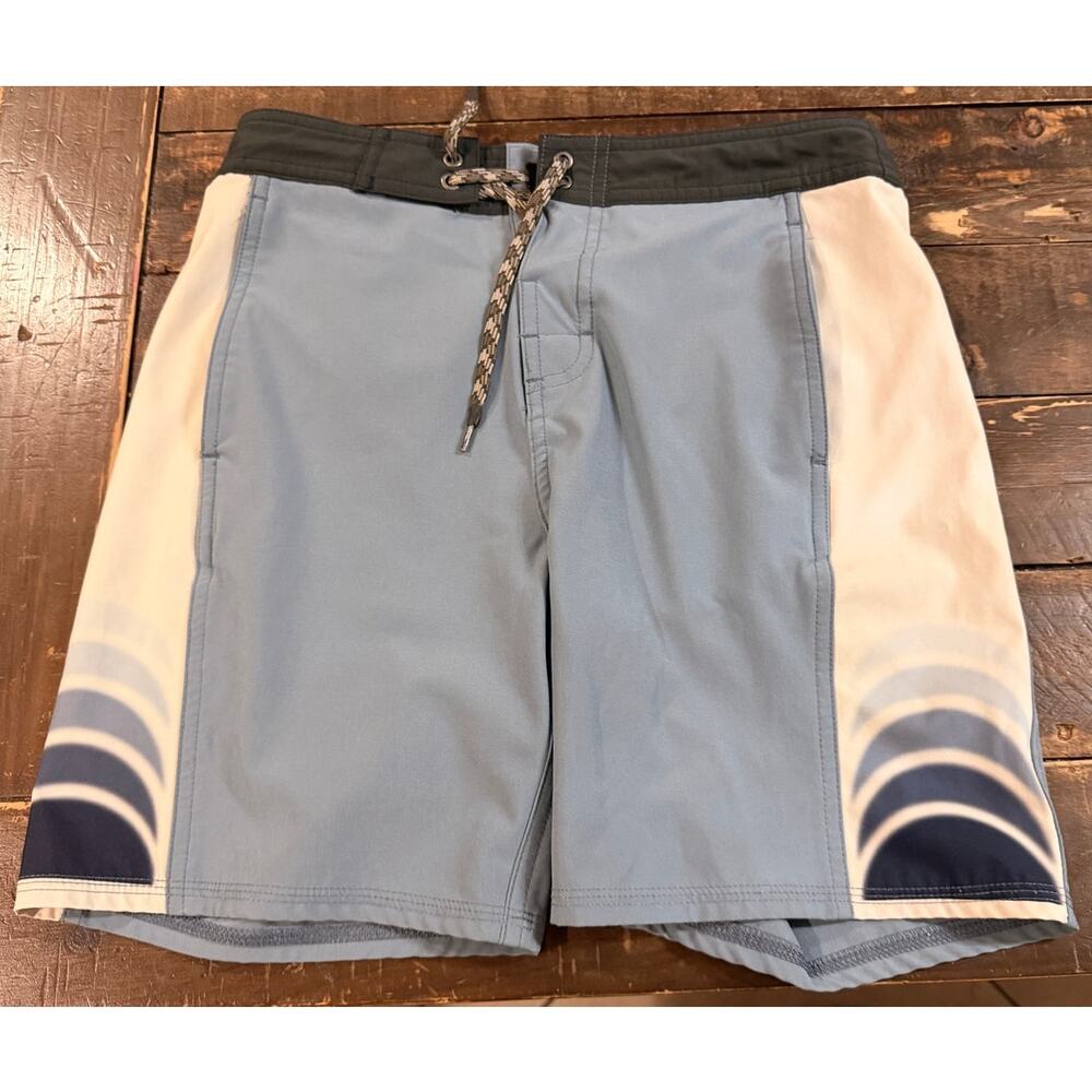 Katin Boys Board Shorts Size 25 Blue Surf Swim Beach Drawstring Retro Kids